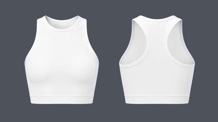 High-Neck Compression Crop — True White, original colour preview