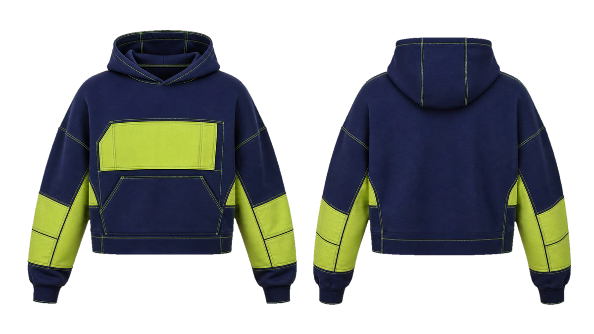 Indigo Lime Modular cut-and-sew hoodie, original colour preview