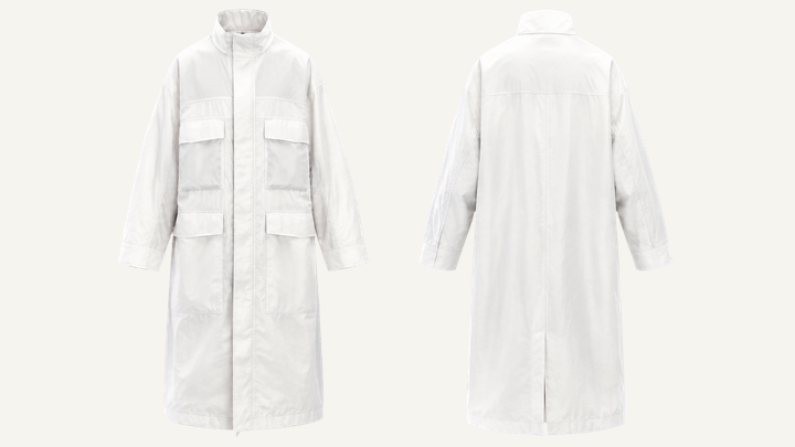Long Overcoat — True White Matte Panel Wash, original colour preview