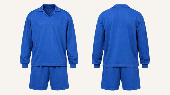 Long-sleeve Retro Soccer Jersey — Cobalt HSL Master Pigment Dyed, original colour preview