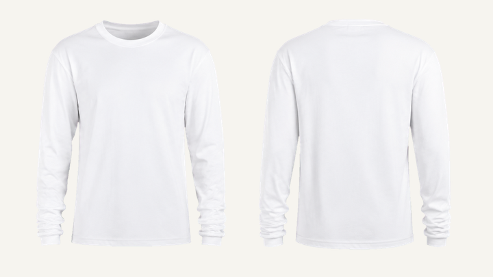 Long-sleeve T-Shirt — True White Clean Reactive Solid, original colour preview