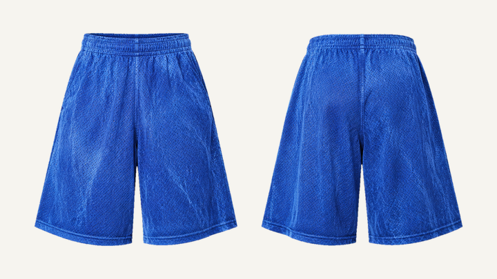 Mesh Athletic Shorts — Cobalt HSL Master Tonal Crinkle Dye, original colour preview