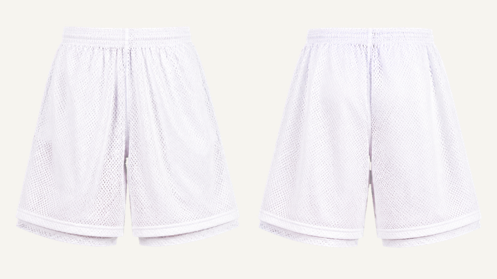 Mesh Athletic Shorts — True White Garment Dyed, original colour preview
