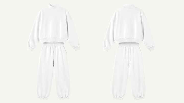 Mock-neck Sweatshirt — True White Enzyme Soft Wash, original colour preview