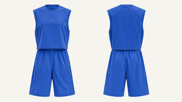 Muscle T-Shirt and Shorts Set — Cobalt HSL Master Technical Crinkle Rinse, original colour preview