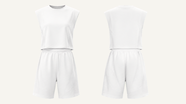 Muscle T-Shirt and Shorts Set — True White Brushed Soft Finish, original colour preview