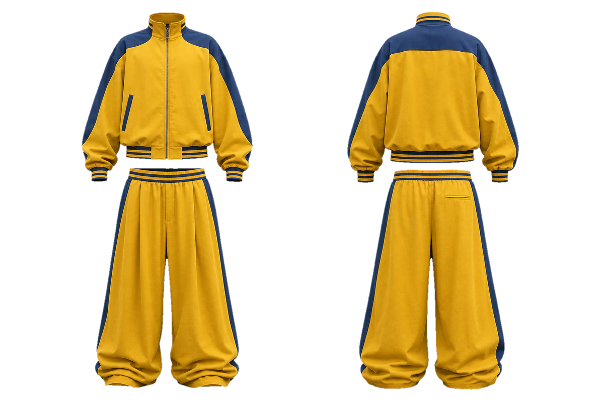Mustard Indigo Puddle baggy tracksuit, original colour preview
