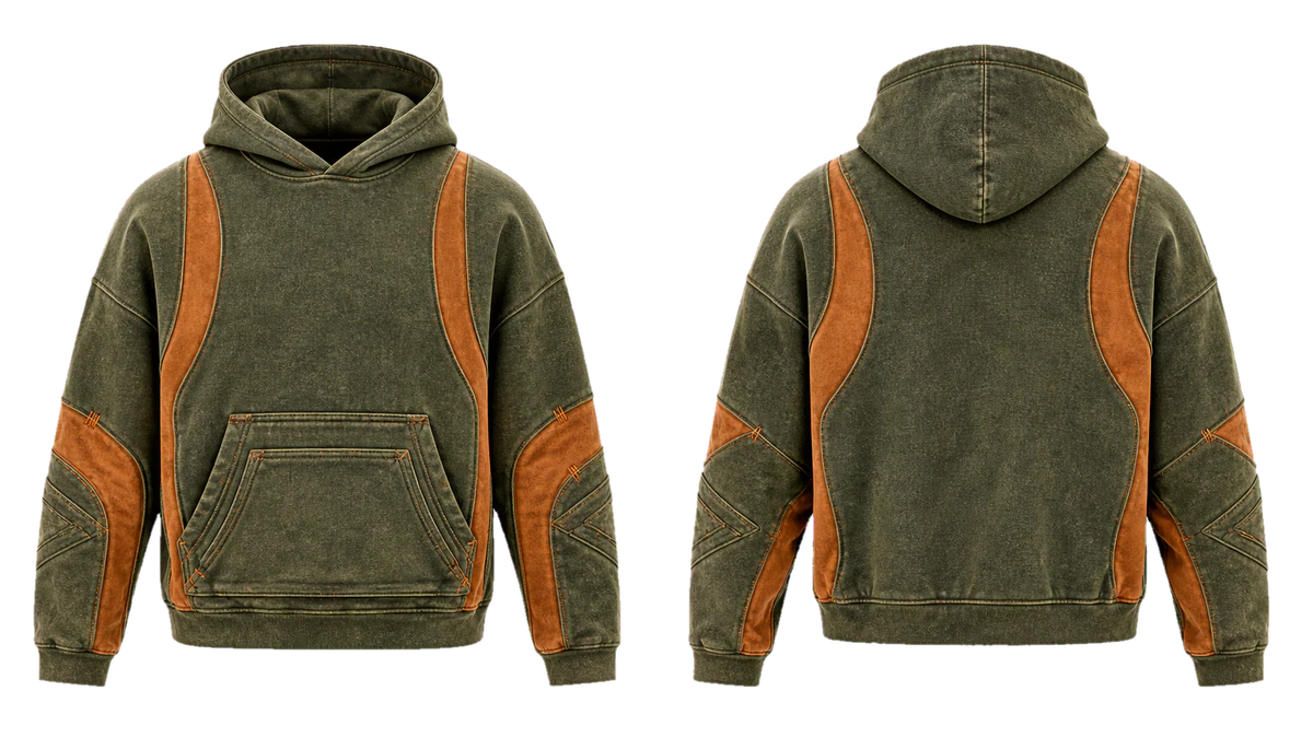 Olive Copper Terrain cut-and-sew hoodie, original colour preview