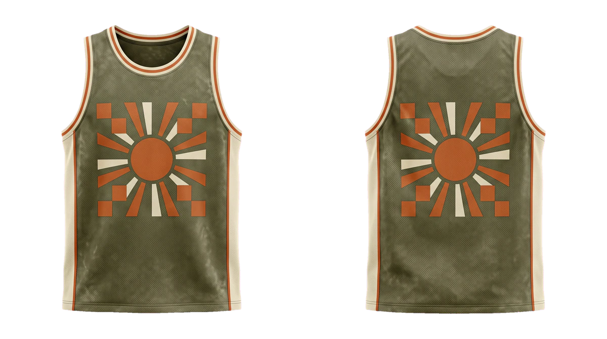 Olive Cream Solar Grid Basketball Jersey, original colour preview