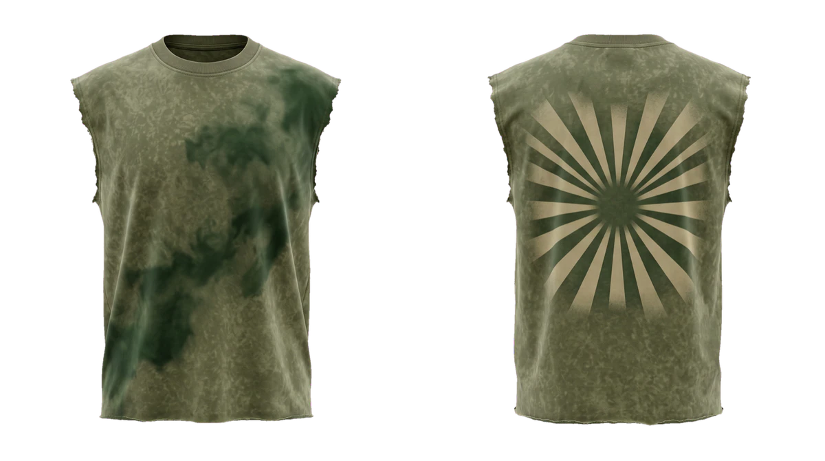 Olive Mineral-Wash Muscle T-shirt, original colour preview