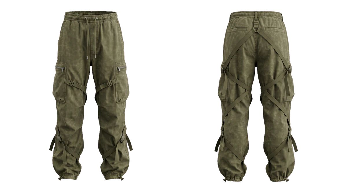 Olive Parachute Pants, original colour preview