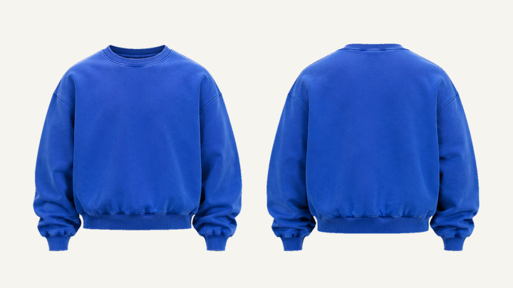 Oversized Crewneck Sweatshirt — Cobalt HSL Master Pigment Dyed, original colour preview