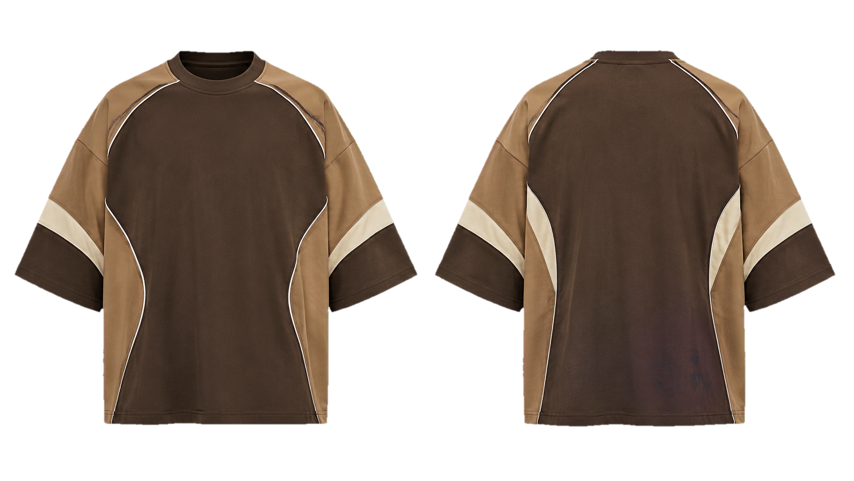 Walnut Brown Curved Racing Channel Oversized Heavyweight T-Shirt, original colour preview