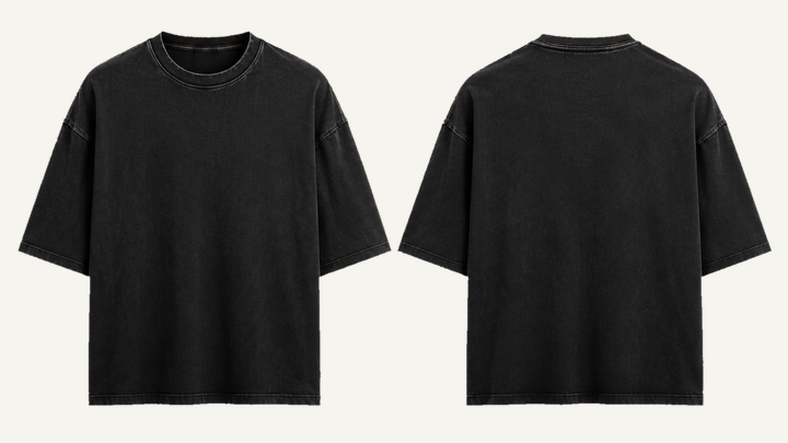 Oversized Heavyweight T-Shirt — True Black Stone Wash, original colour preview