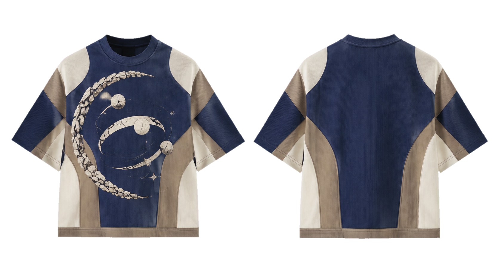 Raw Indigo Faceted Crystal Arc Oversized Heavyweight T-Shirt, original colour preview