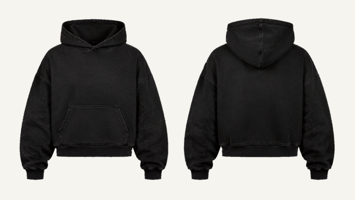Oversized Pullover Hoodie — True Black Pigment Dyed, original colour preview