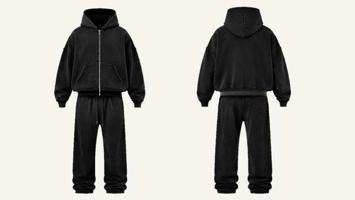 Oversized Zip Hoodie — True Black Stone Wash, original colour preview