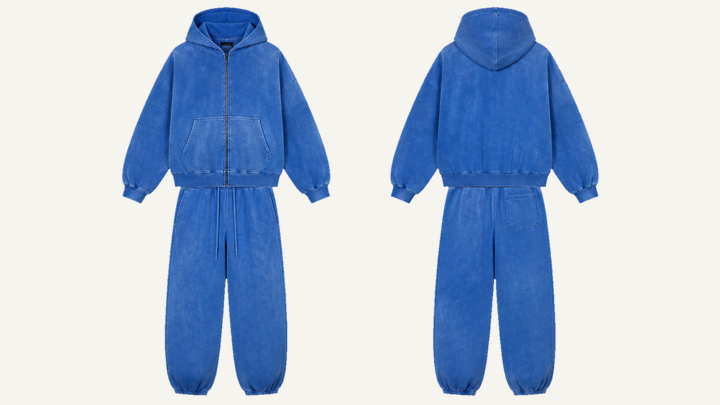 Oversized Zip Hoodie — Cobalt HSL Master Tonal Wave Wash, original colour preview