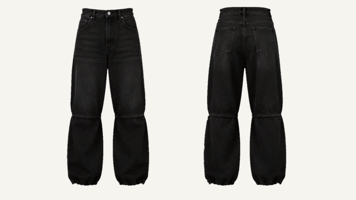 Parachute Pants — True Black Denim Stone Wash, original colour preview