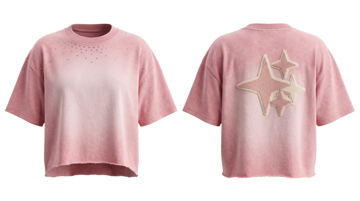 Pink Stone-Wash Cropped T-shirt, original colour preview