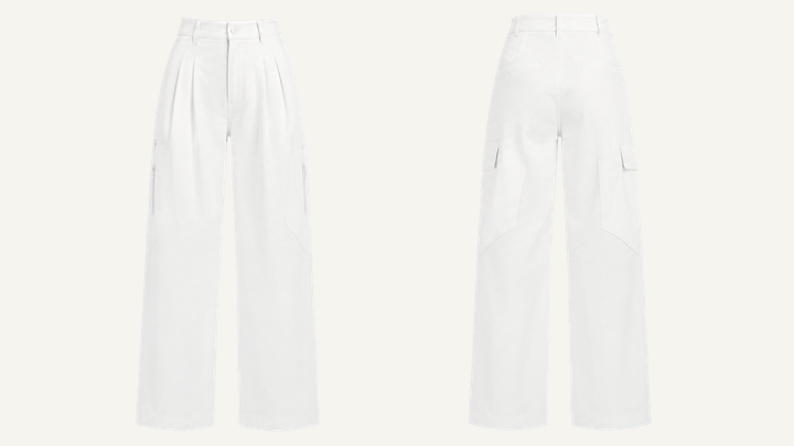 Pleated Wide Trousers — True White Enzyme Soft Wash, original colour preview