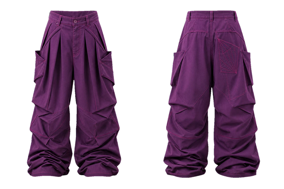 Plum Pleated Utility trousers, original colour preview