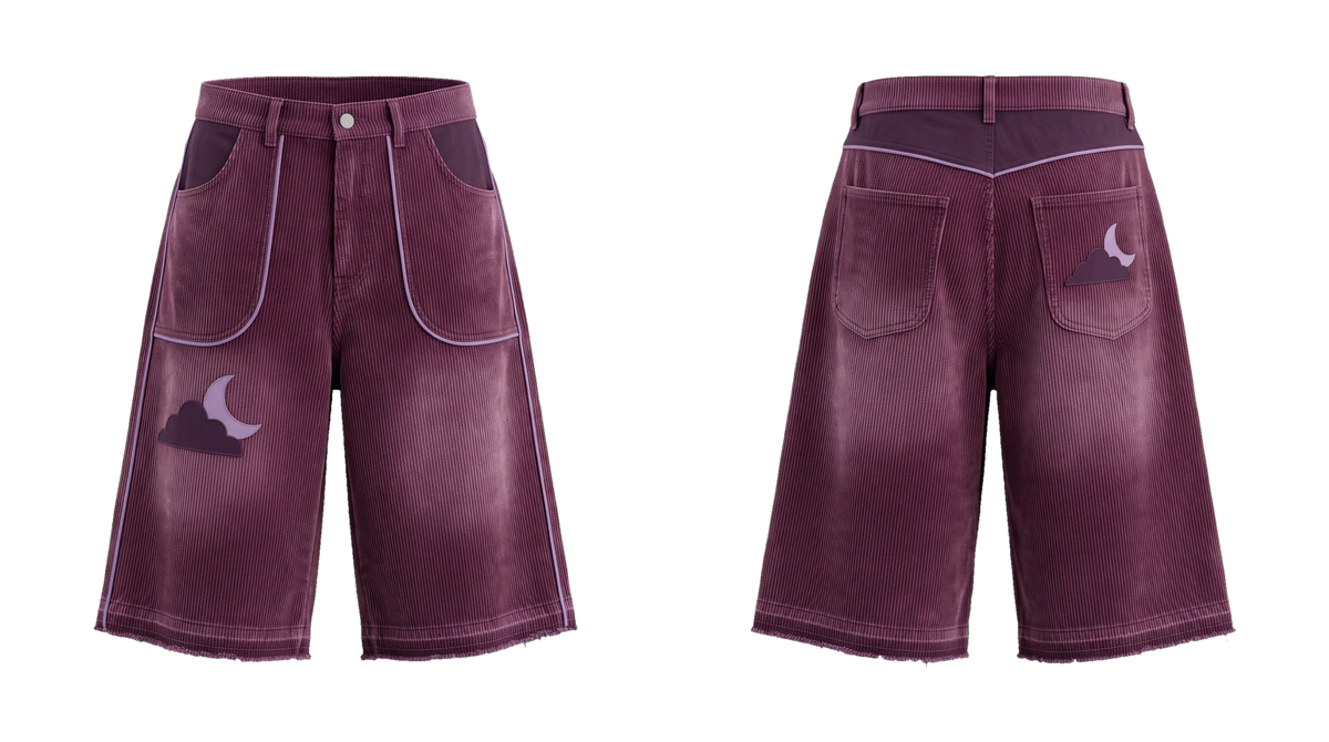 Plum Wide-Leg Corduroy Shorts, original colour preview