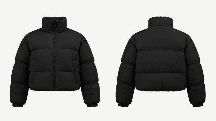 Puffer Jacket — True Black Matte Panel Wash, original colour preview