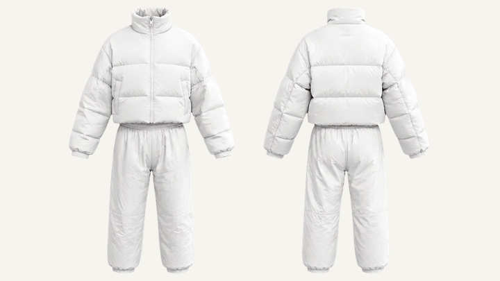 Puffer Jacket — True White Enzyme Soft Wash, original colour preview