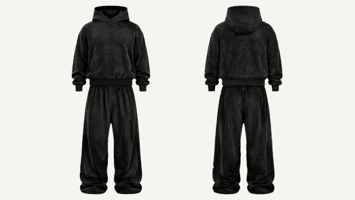 Pullover Hoodie and Sweatpants Set — True Black Tonal Mineral Wash, original colour preview