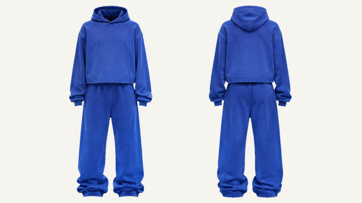 Pullover Hoodie and Sweatpants Set — Cobalt HSL Master Pigment Dyed, original colour preview