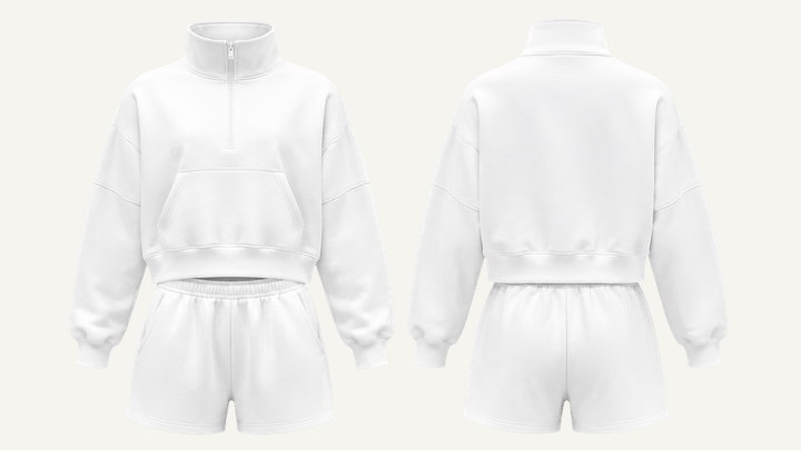 Quarter-zip Sweatshirt — True White Clean Reactive Solid, original colour preview