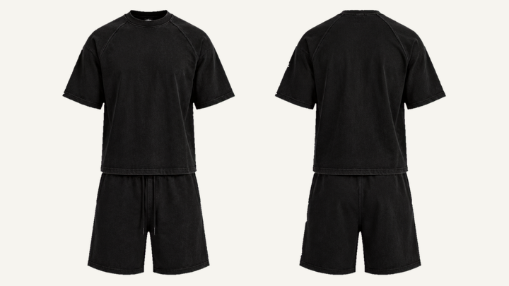 Raglan-sleeve T-Shirt — True Black Stone Wash, original colour preview