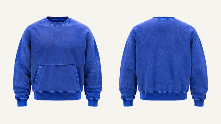 Regular Crewneck Sweatshirt — Cobalt HSL Master Tonal Mineral Wash, original colour preview