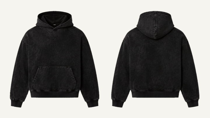 Regular Pullover Hoodie — True Black Tonal Mineral Wash, original colour preview
