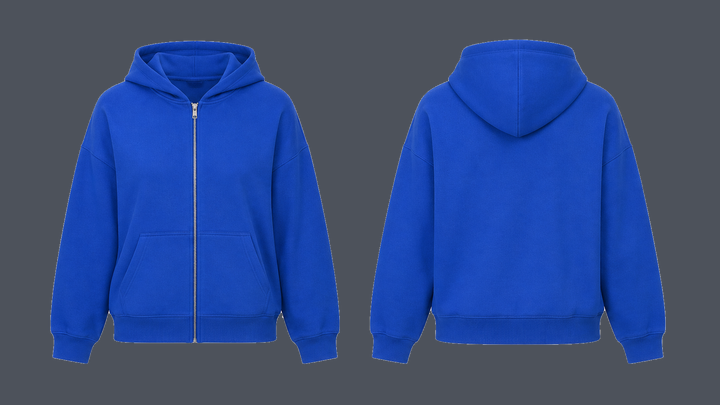 Relaxed Zip Hoodie — Cobalt HSL Master, original colour preview