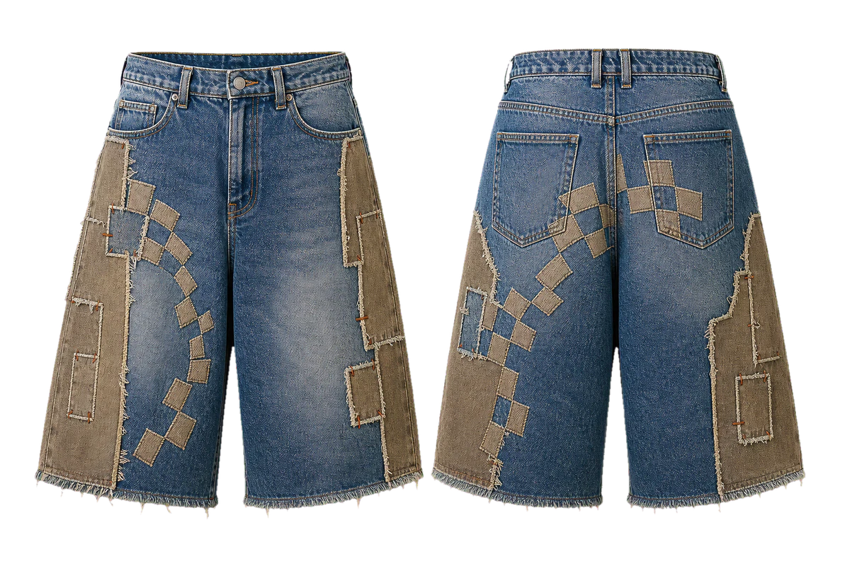 Repairline denim jorts, original colour preview