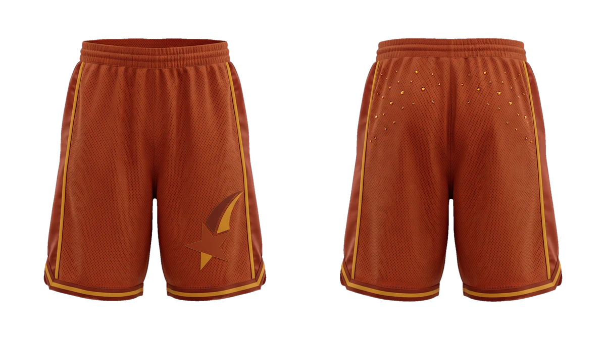 Rust Crystal Court Mesh Shorts, original colour preview