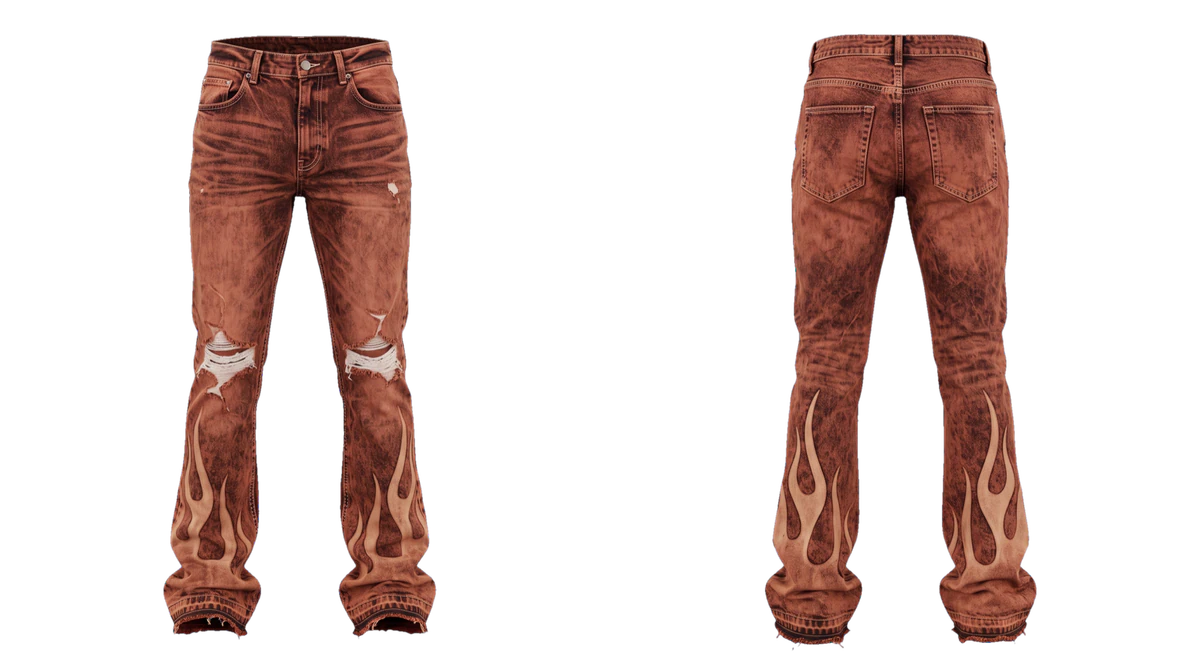 Rust Stacked Flare Jeans, original colour preview