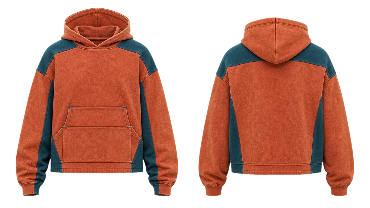 Rust Teal Scaffold cut-and-sew hoodie, original colour preview