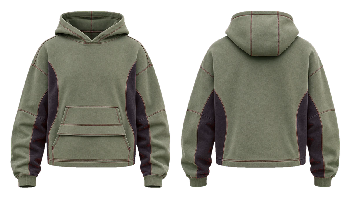 Sage Oxblood Traverse cut-and-sew hoodie, original colour preview