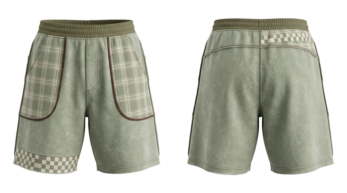 Sage Plaid Pocket Shorts, original colour preview
