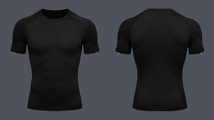 Short-Sleeve Compression Top — True Black, original colour preview
