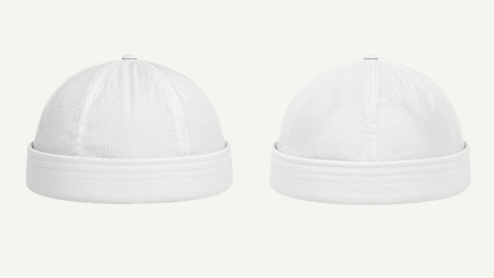 Short Watch Cap — True White Matte Panel Wash, original colour preview