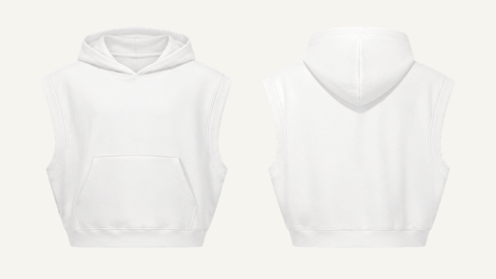 Sleeveless Hoodie — True White Garment Dyed, original colour preview