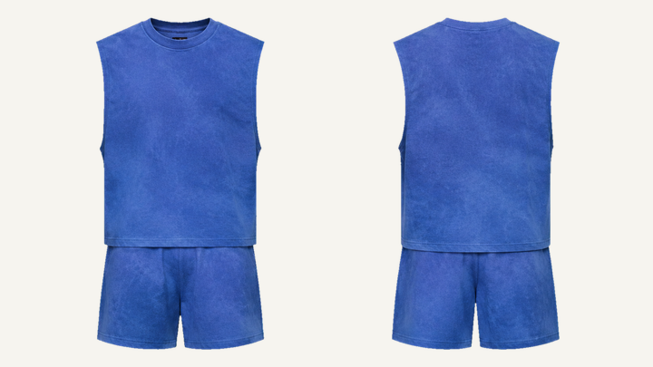 Sleeveless Muscle T-Shirt — Cobalt HSL Master Tonal Cloud Wash, original colour preview