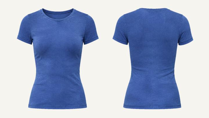 Slim Fitted T-Shirt — Cobalt HSL Master Tonal Wave Wash, original colour preview