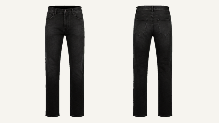 Slim Straight Jeans — True Black Denim Stone Wash, original colour preview
