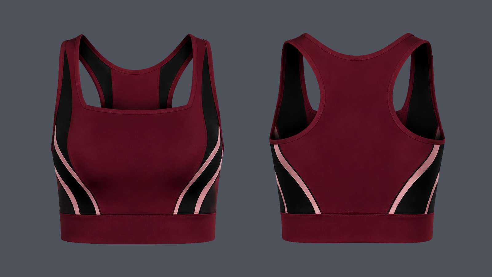 Orbit Square Bra — Burgundy, original colour preview