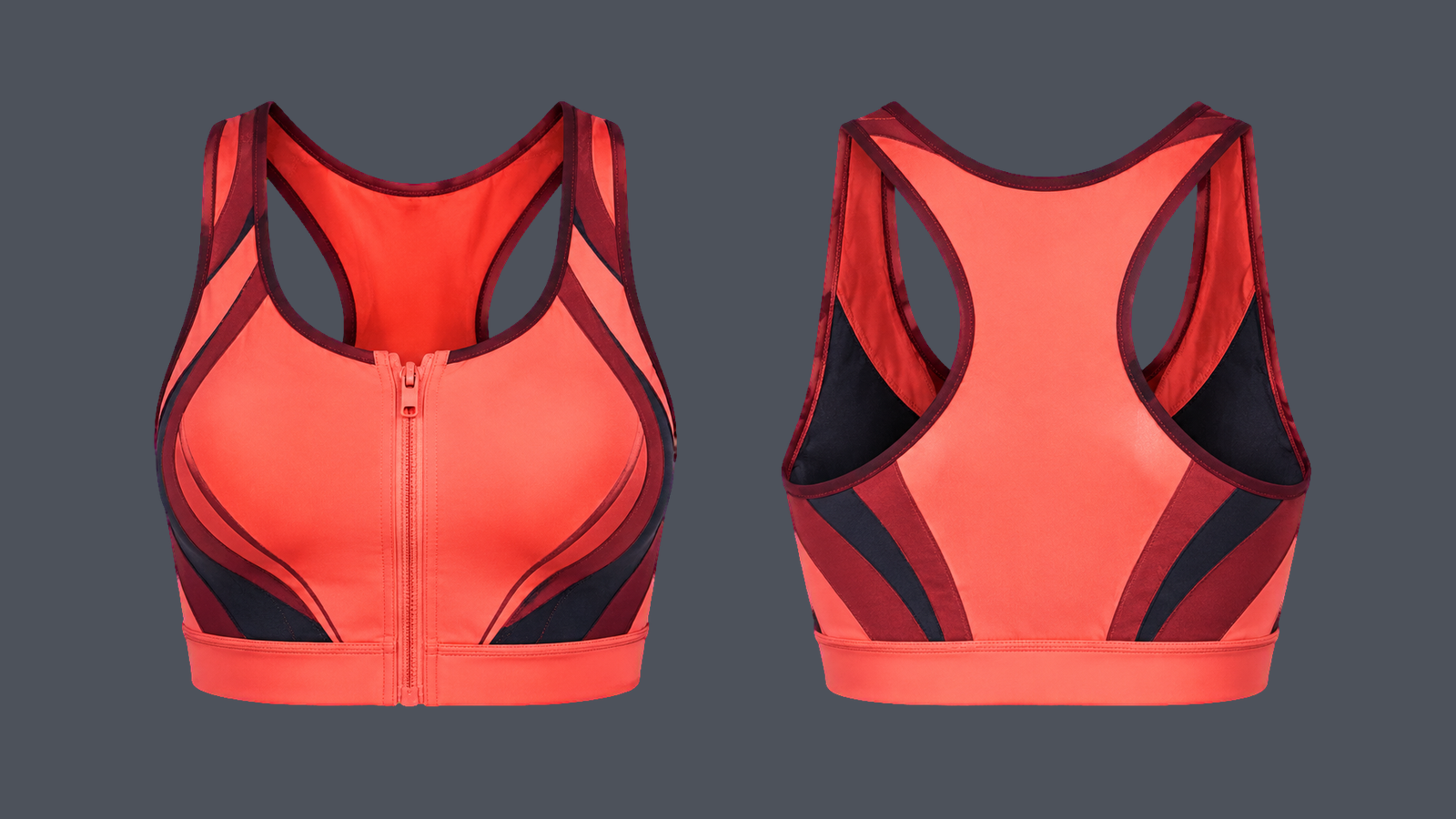 Power Zip Bra — Coral, original colour preview